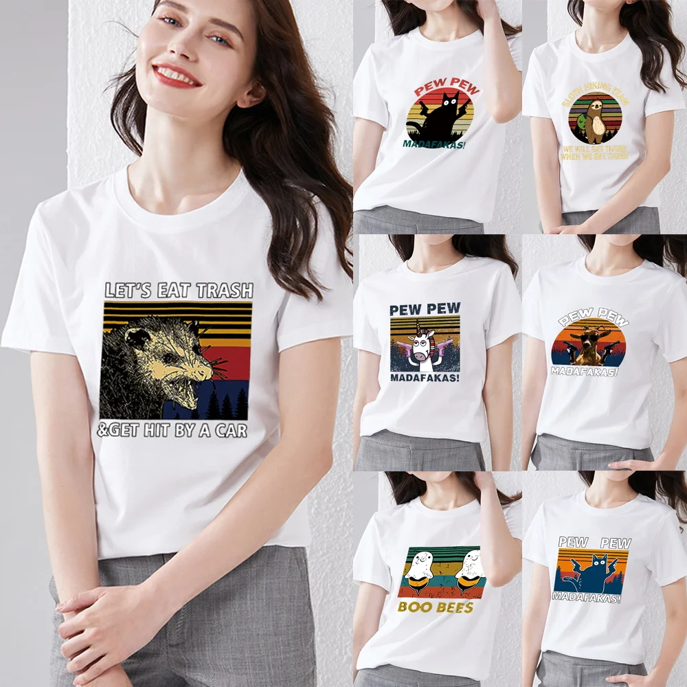 

Summer women T Shirt Cotton Short Sleeve Round Neck Pullover T-shirt Male Hip Hop Pew print Streetwear O-neck Tee Shirt Tops