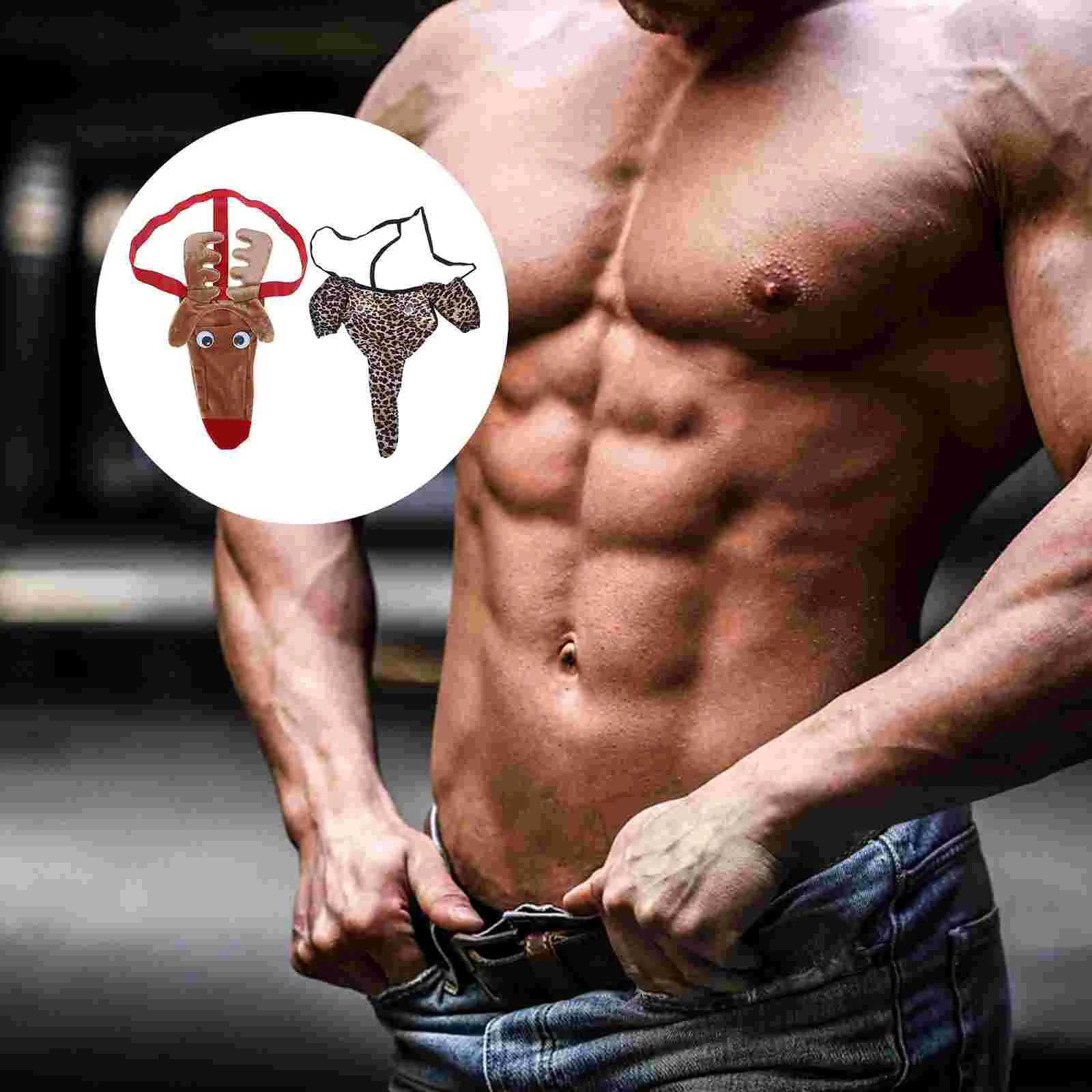 

2 Pcs Men's Elk Briefs Panties Clothes for Animal Dreses Elephant Funny Deer Thong