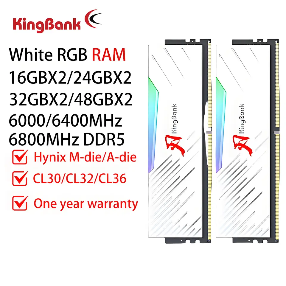 KingBankブランドシリーズ DDR5 RGB RAMメモリ PC 16GB×2 24GB×2 32GB