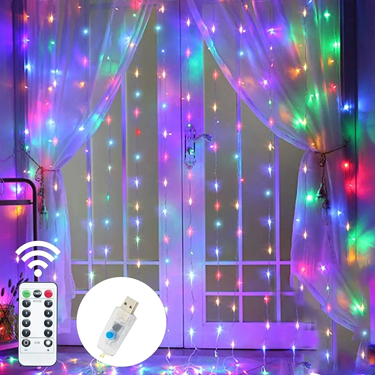 Curtain LED String Lights Christmas Decoration 3m Remote Control Holiday Wedding Fairy Garland Lights for Bedroom Outdoor Home