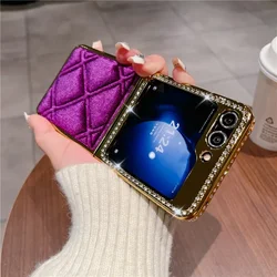Electroplated Vintage Velvet Anti - Drop PU Leather Protective Cover - Galaxy Z Flip3 (Purple)