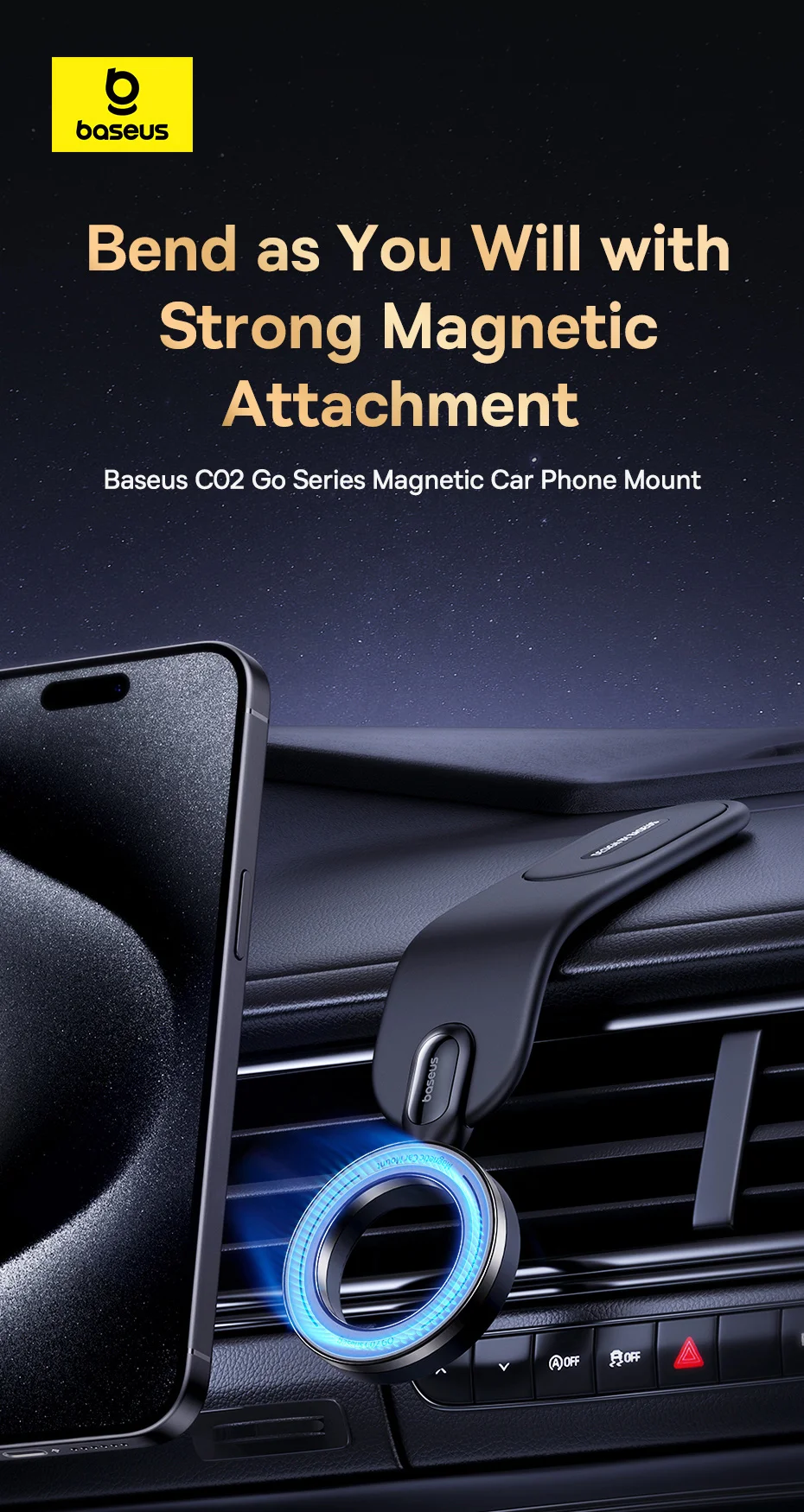 【FC Bayern & Baseus】Magnetic Car Phone Holder Baseus C02 Go Series
