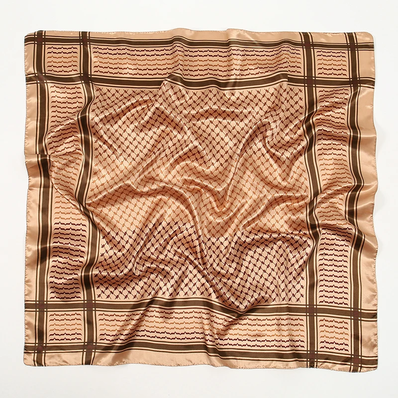 Luxus Marke Seide Satin Quadrat Schal Frauen Hijab Bandana Muslimischen Kopftücher Schal Wrap Damen Stirnband Halstuch Foulard 90 cm – Detail 6