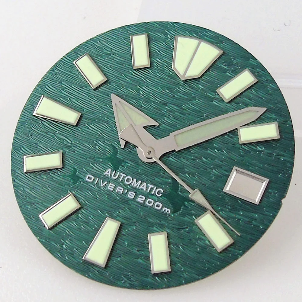 Green Luminous 29mm Watch Dial for Automatic Mechanical Diver Watches