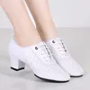 Latin Dance Shoes Soft Cow Leather Shoes Women Modern Shoes Professional Shape Shoes Multicolour Sneakers Square Ballroom Shoe 2