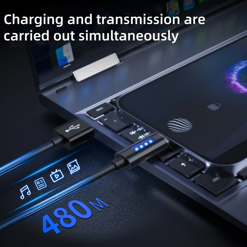 LED USB A To Type C Data Cable 120W PD Fast Charging Type C Quick Charge Cord with Light For Universal USB Charging USB C Cables