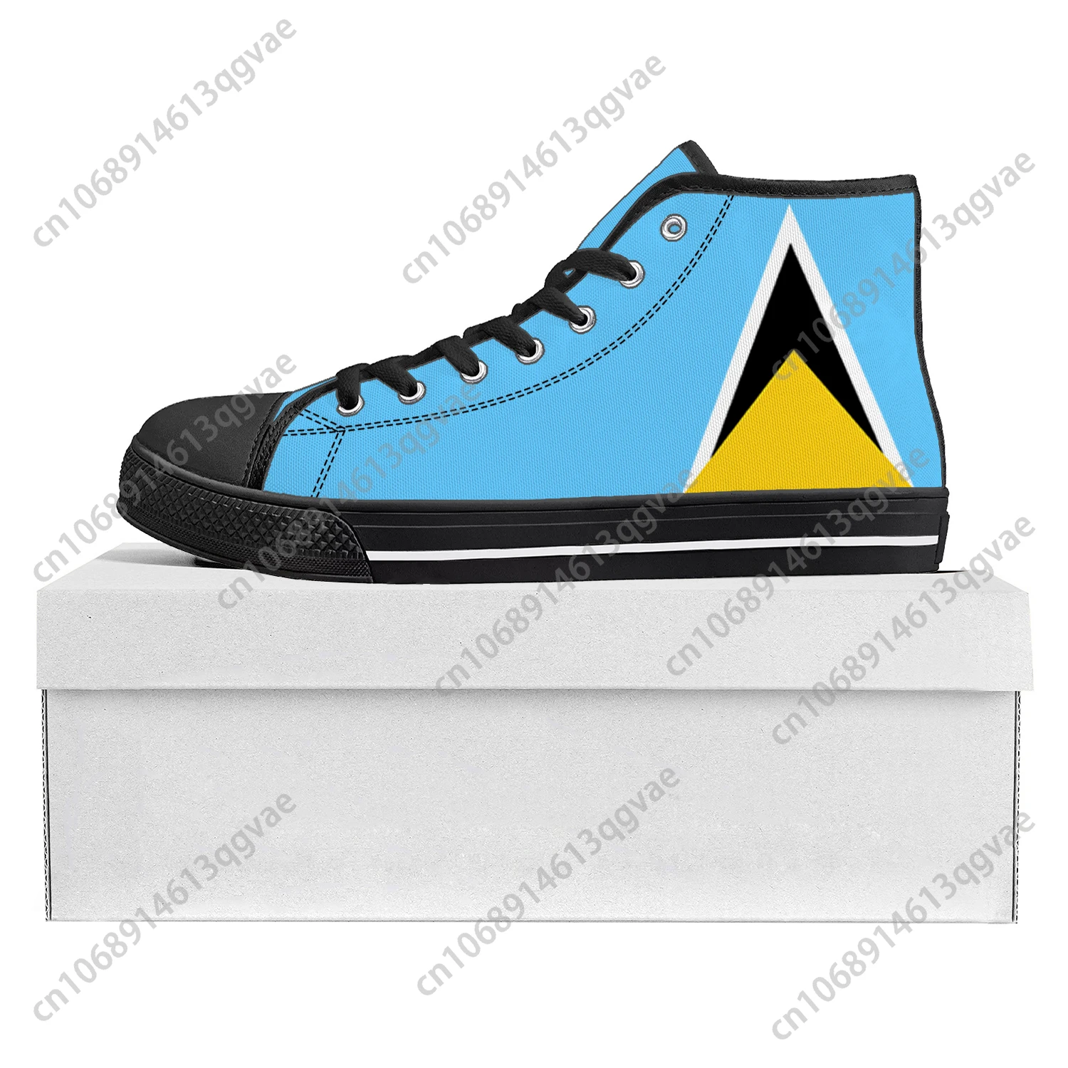 Saint Lucia Flag High Top High Quality Sneakers Mens Womens Teenager Canvas Sneaker Saint Lucia Casual Couple Shoes Custom Shoe
