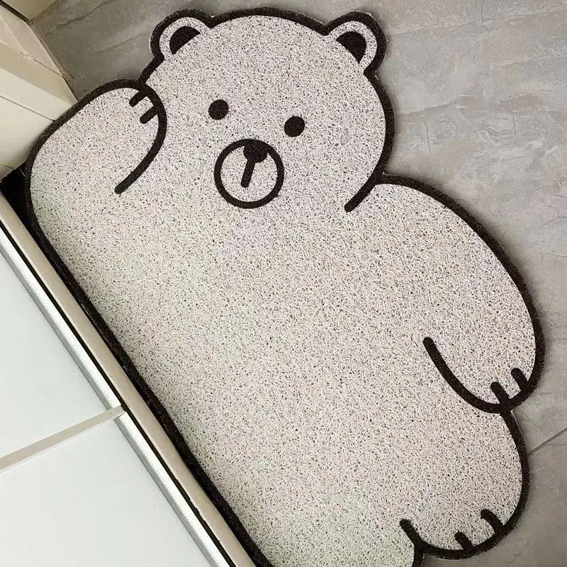 

1pc Bear Carpet Entrance Hallway Mat Coil PVC Material Doormat Home Non-Slip Floor Rugs Cartoon Style Mat 40x60/50x80cm 카페트