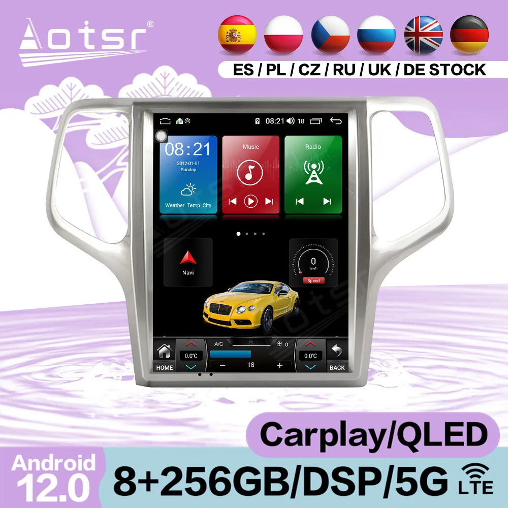 

256G экран Tesla Android мультимедийный радиоприемник для JEEP Grand Cherokee 2008 2009 2010 2011 2012 2013 аудио стерео головное устройство