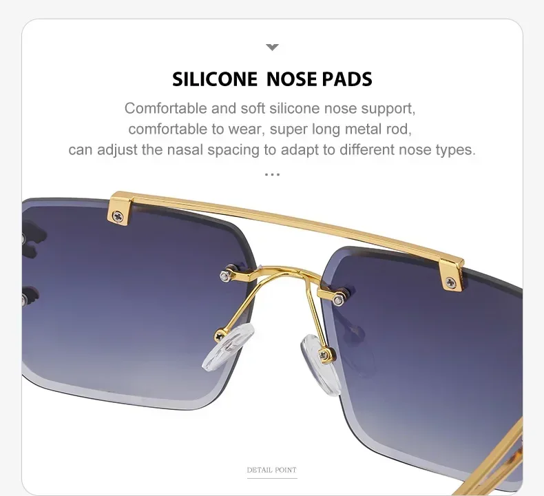 Unisex Rimless Rectangle Sunglasses