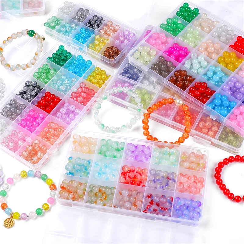 8mmGlassBeadsBeautifulMulticolorBeadsHandmadeDiyBracelet