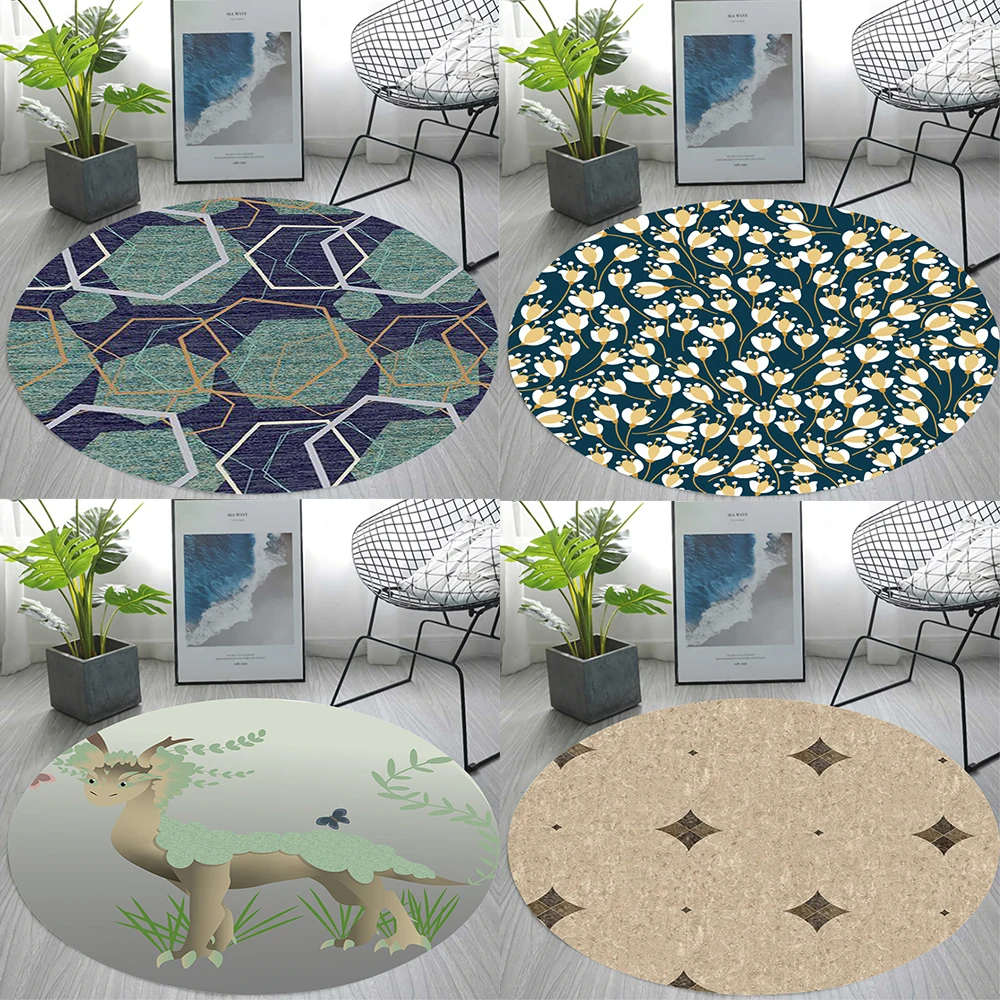 3D Graffiti Safflower 205 Round Non Slip Rug Mat