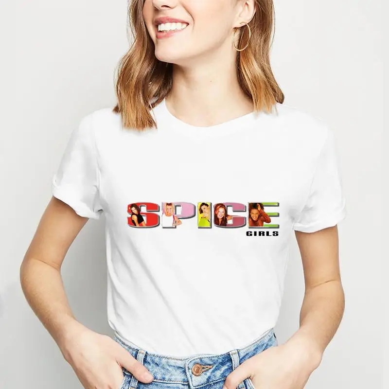 

Spice Girls Print Funny Cartoon Cotton T-Shirt Women Anime T-shirt Harajuku Graphic TshirtTop Tees Summer Casual Short Sleeve