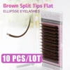Qeelasee New Arrival 10 PCS Brown Matte Flat Eyelash Extension Mink False Ellipse Lashes Split Tips Supplies 1