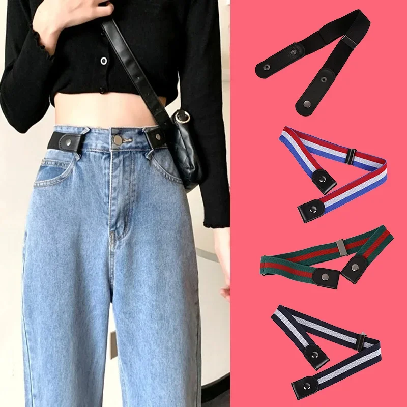 조절 가능한 신축성 허리밴드, 버클 없는 여성/남성용 청바지/드레스 벨트, 버클 없이 착용하기 쉬운 인스 스타일