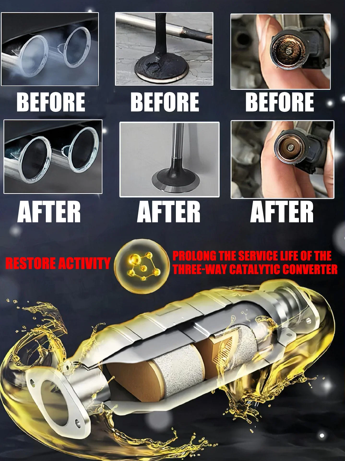 Catalytic Converter Cleaner Engine Boost Up Carbon Removal Reduce Fuels Consumption For Diesel &Engine Car Universal 6