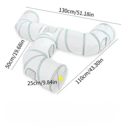 Foldable Interactive Cat and Rabbit Play Tunnel Toy in White (White Way)