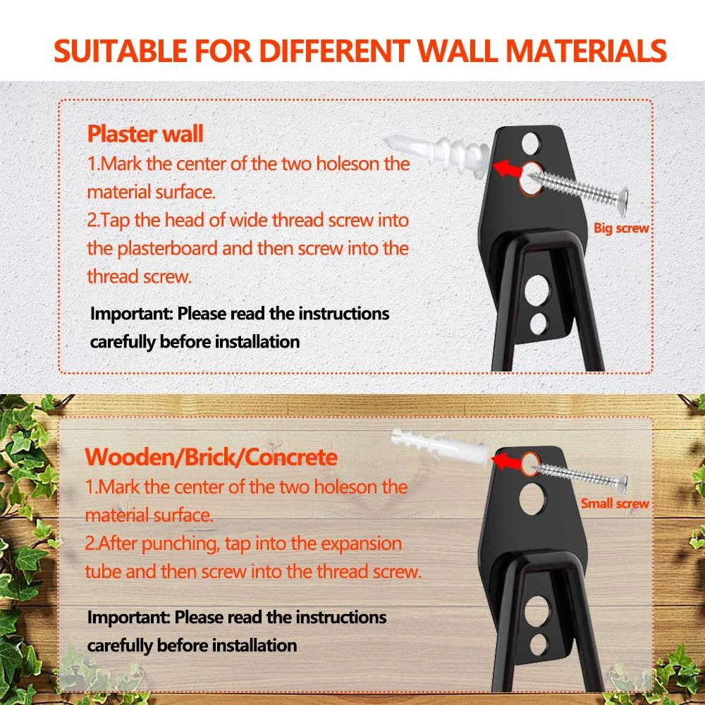 10 PCS Heavy Duty Metal Hook Wall Mount Hook Stand Bicycle Garage Organizer Anti-slip Storage Hook for Ladders Garden Tool 6