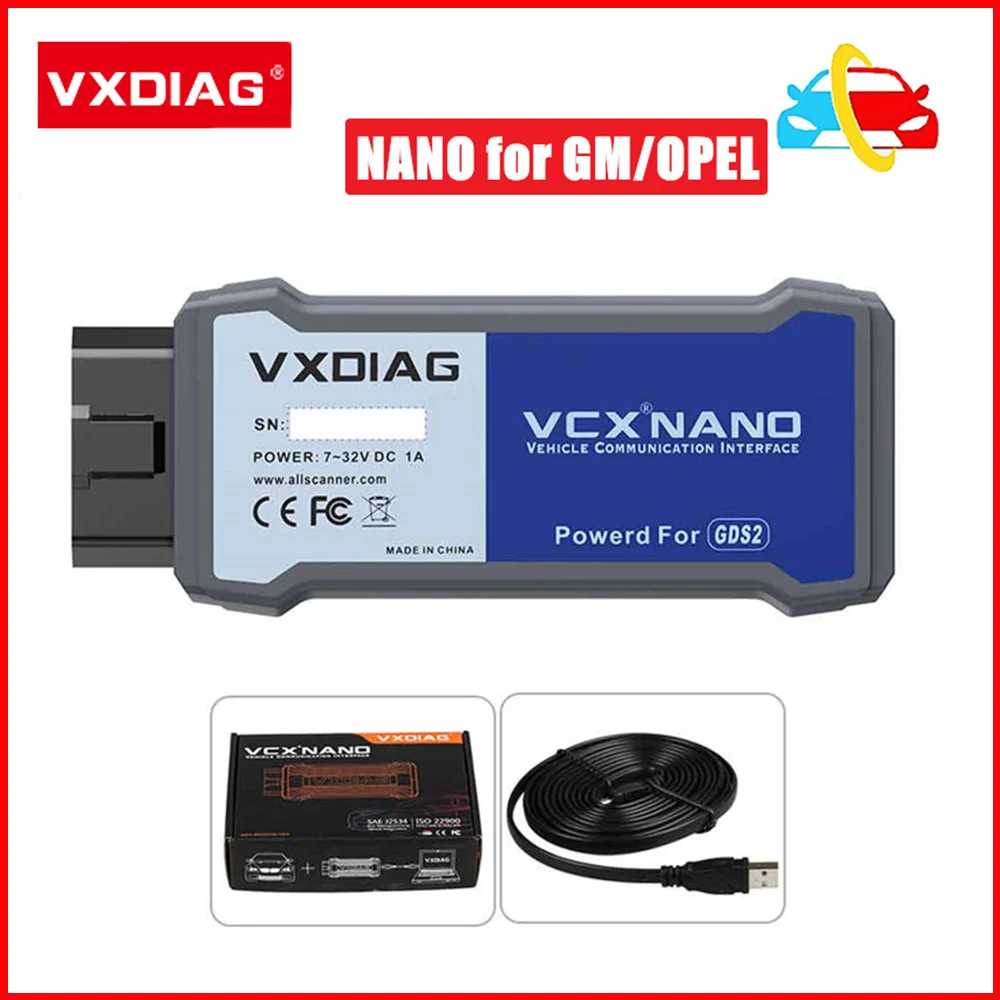 

VXDIAG VCX NANO for GM/OPEL OBD2 Scanner GDS2 Diagnostic Tool with USB/ WIFI Version Tech2Win 16.02.24 Support Multi-Languages