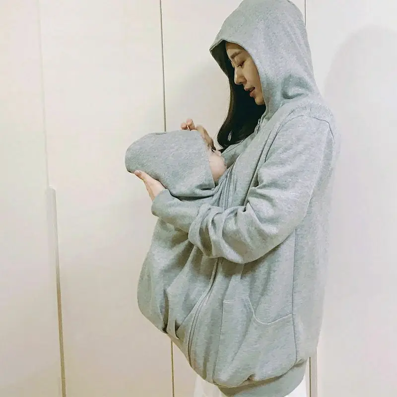 Baby Carrier Jacket Pregnancy Clothing Winter Maternity Jackets Fleece Outerwear Casual Mommy Hooded Kangaroo Coats