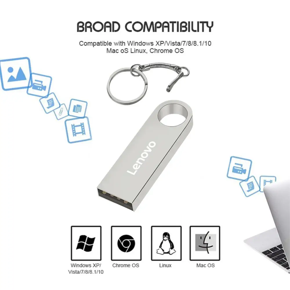 USB Flash Drive Lenovo USB 3.0 Flash Drive 2TB 1TB 512gb Flash Pendrive Metal Memory Usb Disk for Tablet