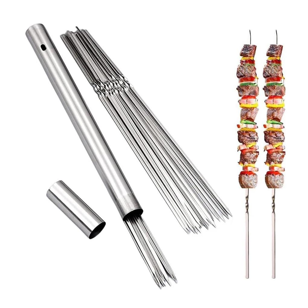 

Silver Stainless Steel Skewers For Grill Kebab Rack Set Cook Like Pro Stainless Steel Skewers Are