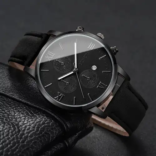 1/2PCS Men Business Watches Fashion Roma Dial Calendar Quartz Watch Leather Band Male's Wristwatches Reloj Hombre（Without Box） - Image 5