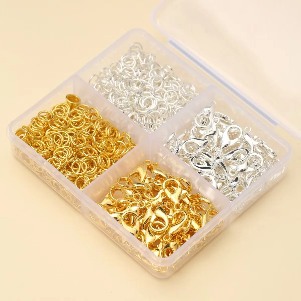 Box Gold Silver Lobster Clasp Open Jump Rings for Jewelry Making Bracelets Necklaces Hooks Chain Closure DIY Accessories