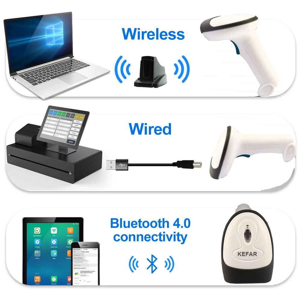 1D USB Laser Barcode Scanner To 2D Qr Handheld Bar Code Readers Scanning Tools Devices For Store Supermarket Library Warehouse
