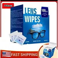 100-Pack Lens Cleaning Wipes - Individually Wrapped Pre-Moistened Eyeglass Lens Cleaning Wipes - Individually packaged