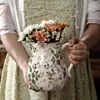 Ceramic Large Flower Pot with Handle Round Hydroponic Vase Pastoral Style Ornament For Home Decor Living Room Flower Arrangement 1