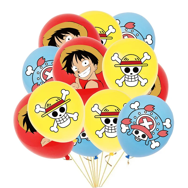 thumbnail image 1 of Juego de 12 globos de látex de dibujos animados de Anime One Piece, decoración para fiestas, suministros para fiestas, regalos de cumpleaños para niños, 1 of 4