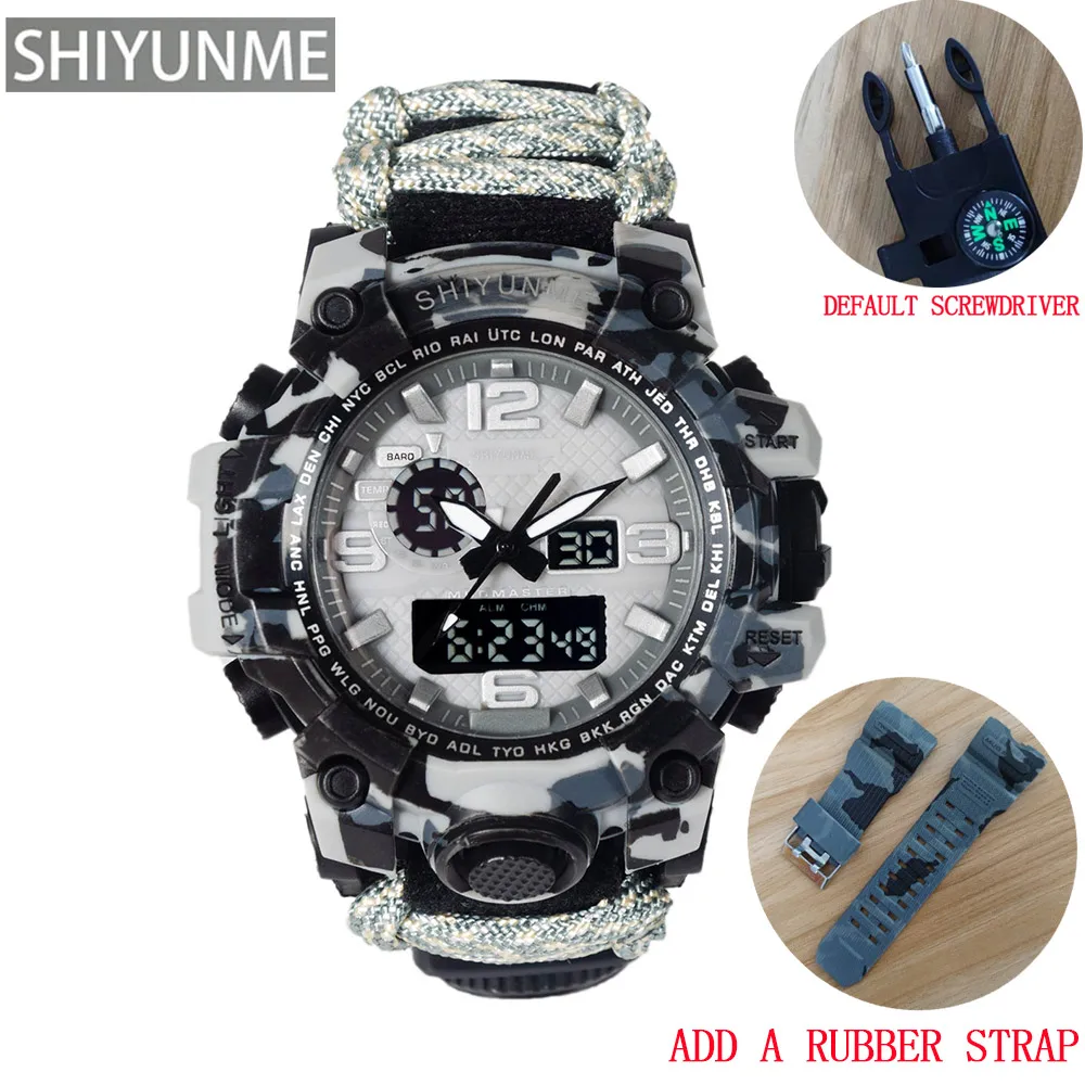 Men Camouflage Military Sports Digital Watches Compass Outdoor Survival Multi-function Waterproof Men's Watch Relogio Masculino 