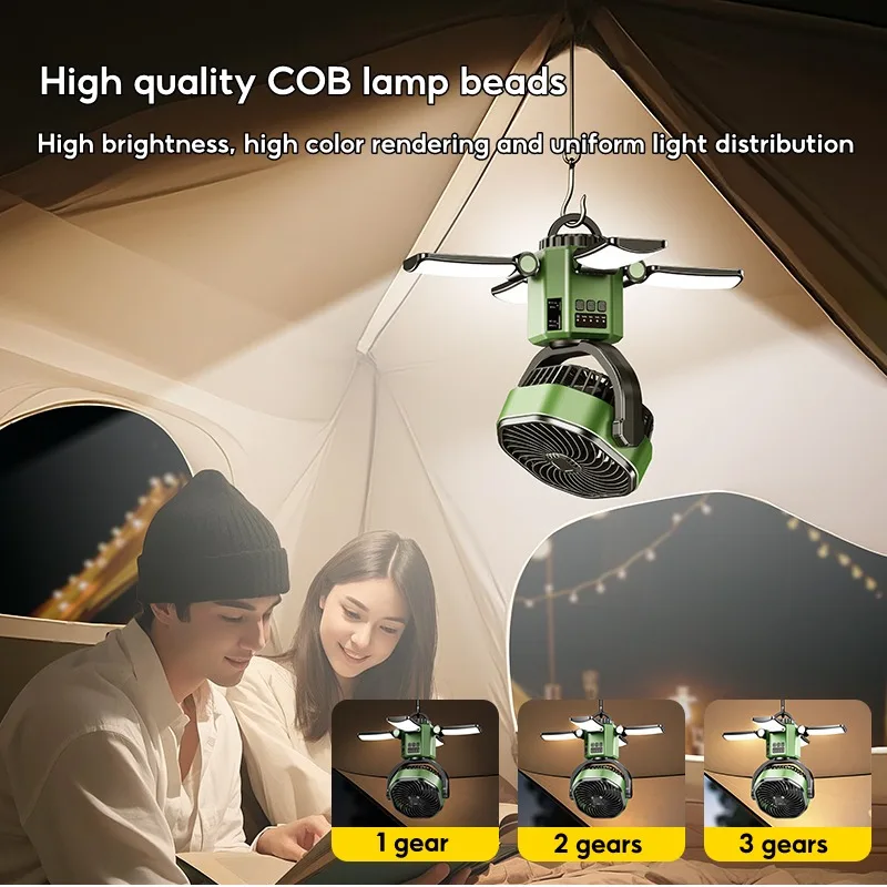 Eary Camping Solar Fan With 6000mAh Battery 6