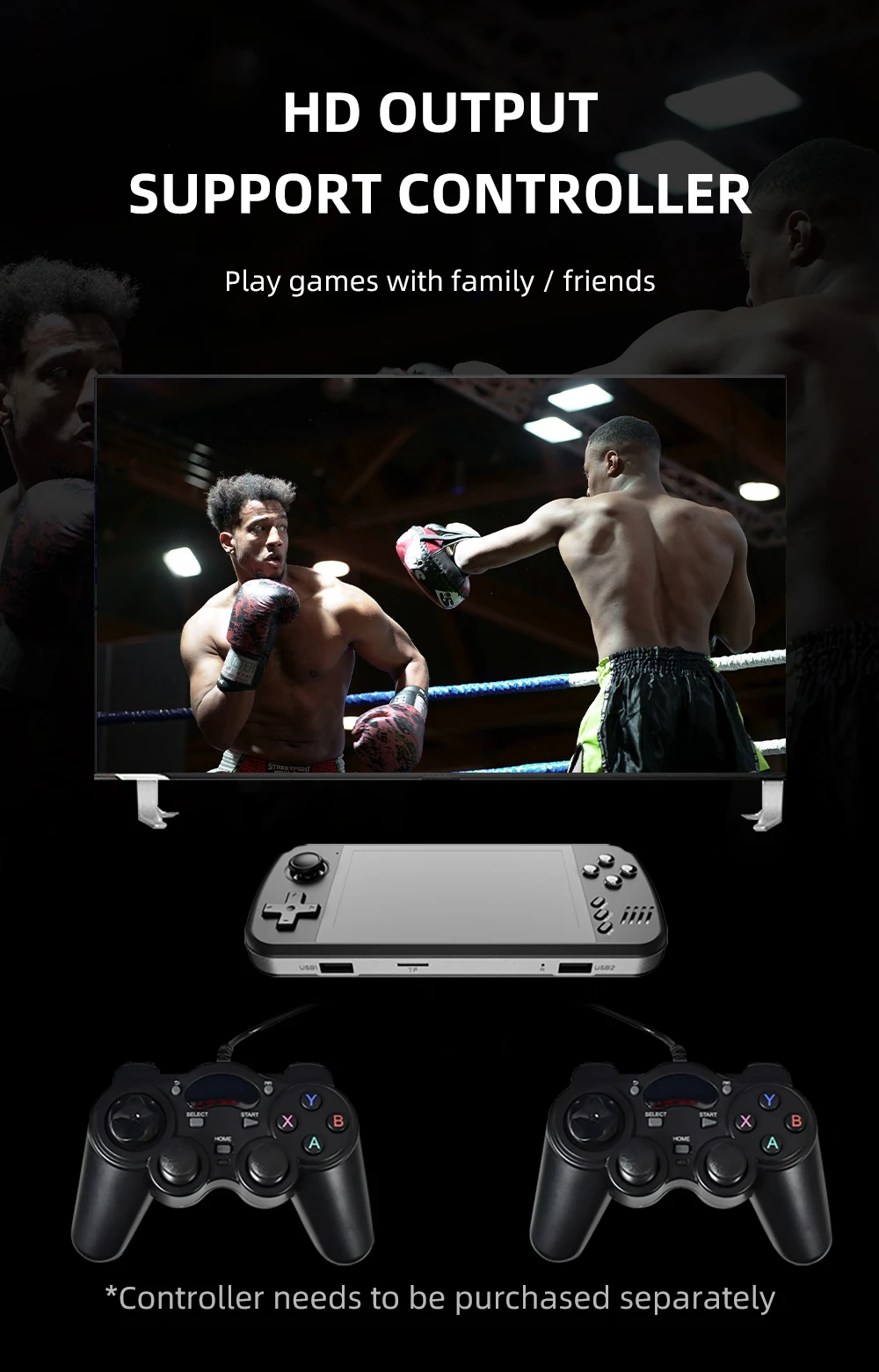 POWKIDDY X39pro 4.3 Inch IPS Screen Handheld Video Game Console X39 Retro Game PS1 Support Wired Controllers Children's gifts