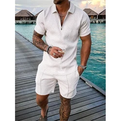 Summer Solid Color 3D Print Polo Shirts Shorts Sets Men's Fashion Oversized Short Sleeve Shirt Pants Set Suits Man Male Clothing