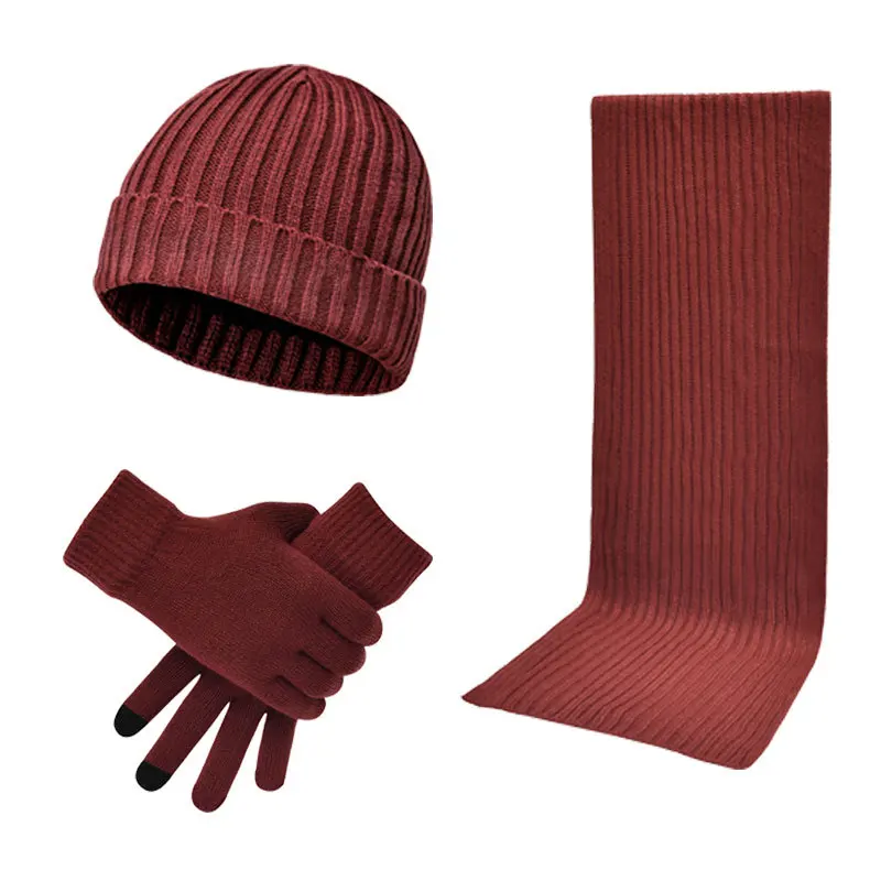 Knitted Hat Scarf Set Men Women Winter Warm Knitted Beanies Outdoor Casual Accessories