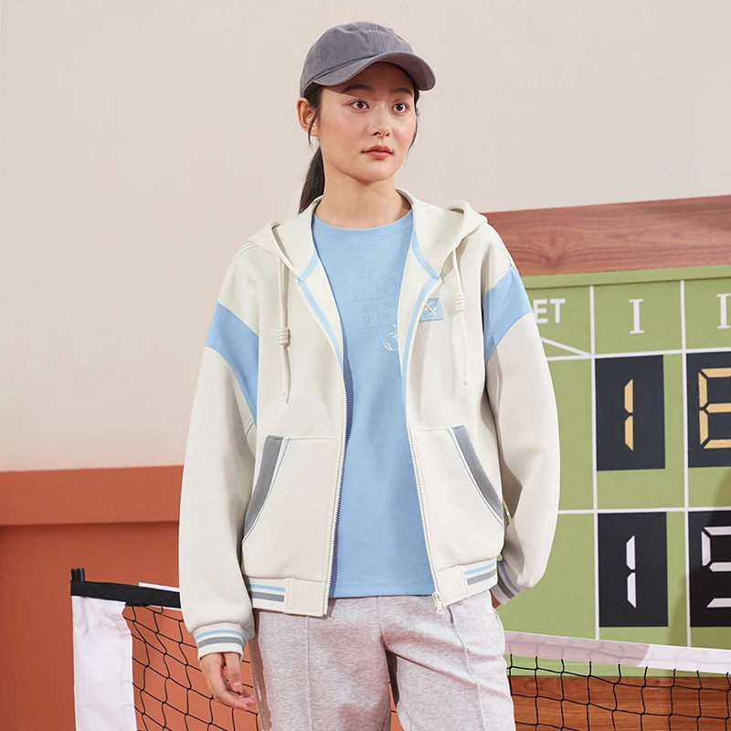 Xtep Knitted Hooded Women Spring Soft Leisure Durability Coat Comfortable Trendy Fashion Tops 976128940508