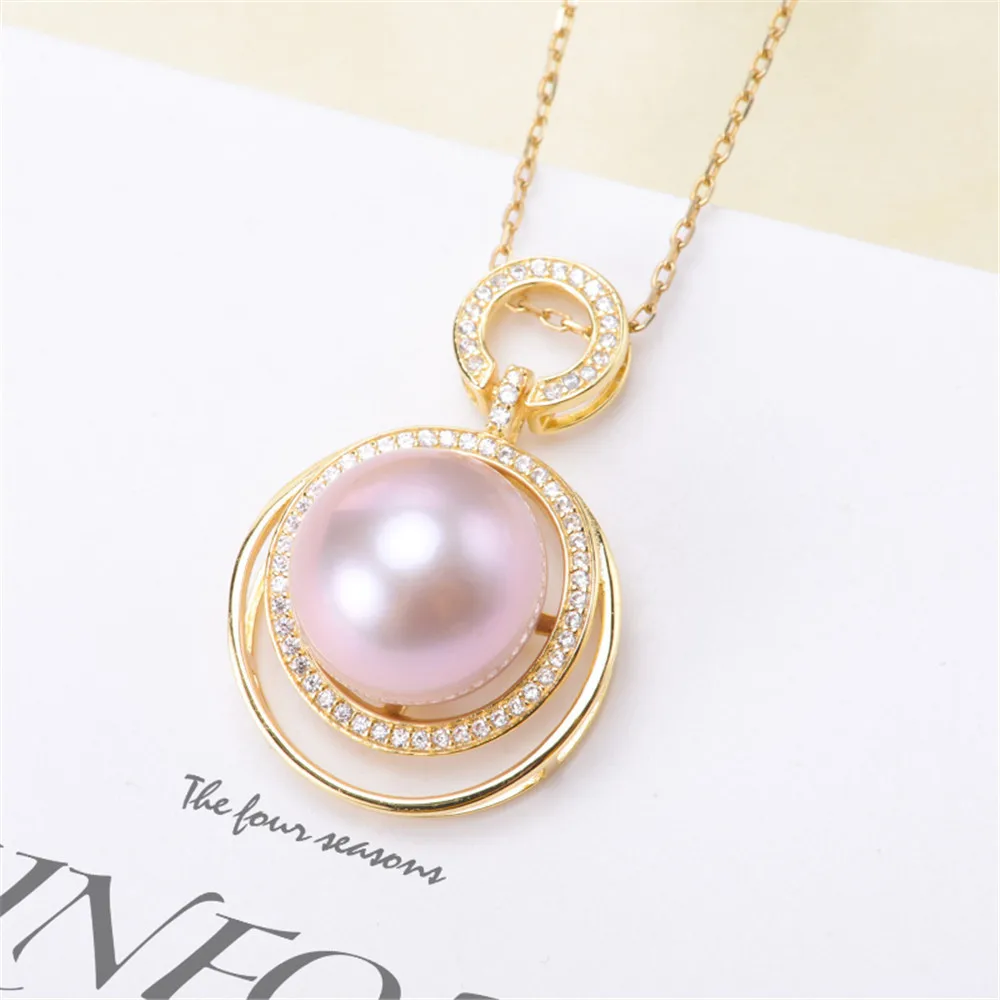 

DIY pearl accessories S925 sterling silver pearl pendant empty holder concealer necklace pendant with 11-12mm beads