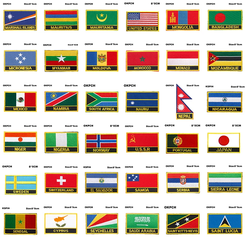 

National Flag flag Embroidery Patch Badge South Korea Netherlands Kazakhstan Cuba Finland Vatican France Russia Germany Denmark