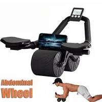 Abdominal Wheel Automatic Rebound Elbow Support Anti-Slip Abdominal Wheel Core Muscle Ab Trainer Fitness AB Roller Wheel