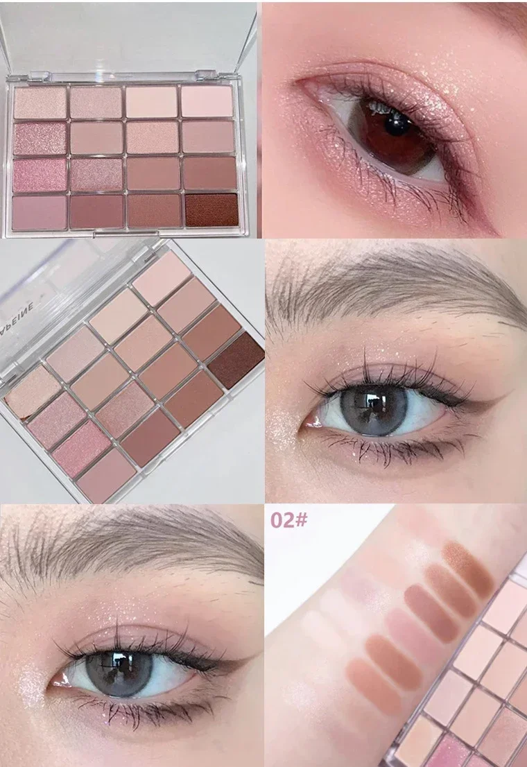 16 Farben Lidschatten Palette Rosé Puder Matt Und Glitzer Finish_voghion.com