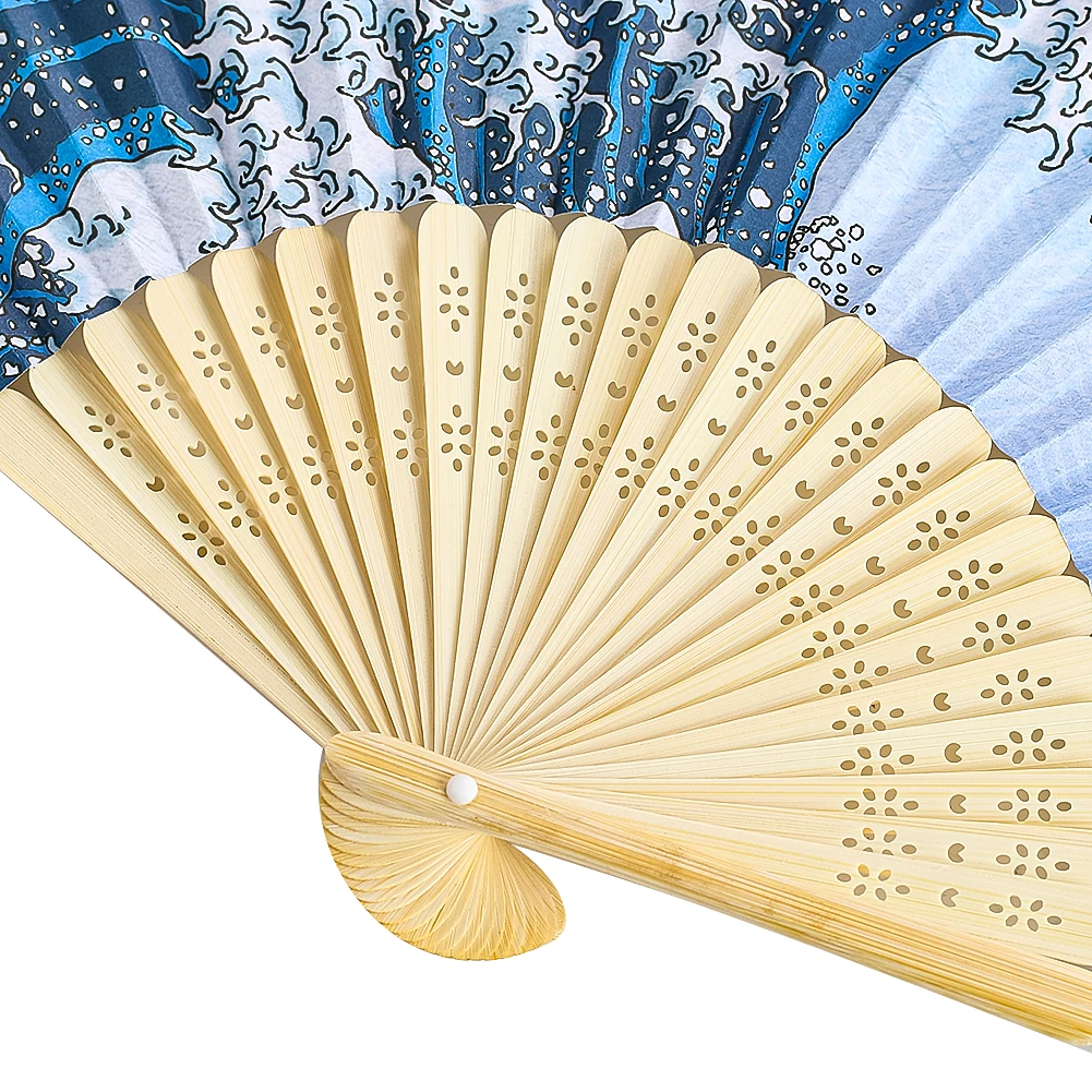 Japanese Retro Famous Painting Kanagawa Surf Print Folding Fan For Kimono Hand Props Ukiyo-E Art Great Wave Home Fans Crafts 1pc portable fan,folding fan,mini fan,hand fan,wooden hand fan,silk fans,kung fu fan
