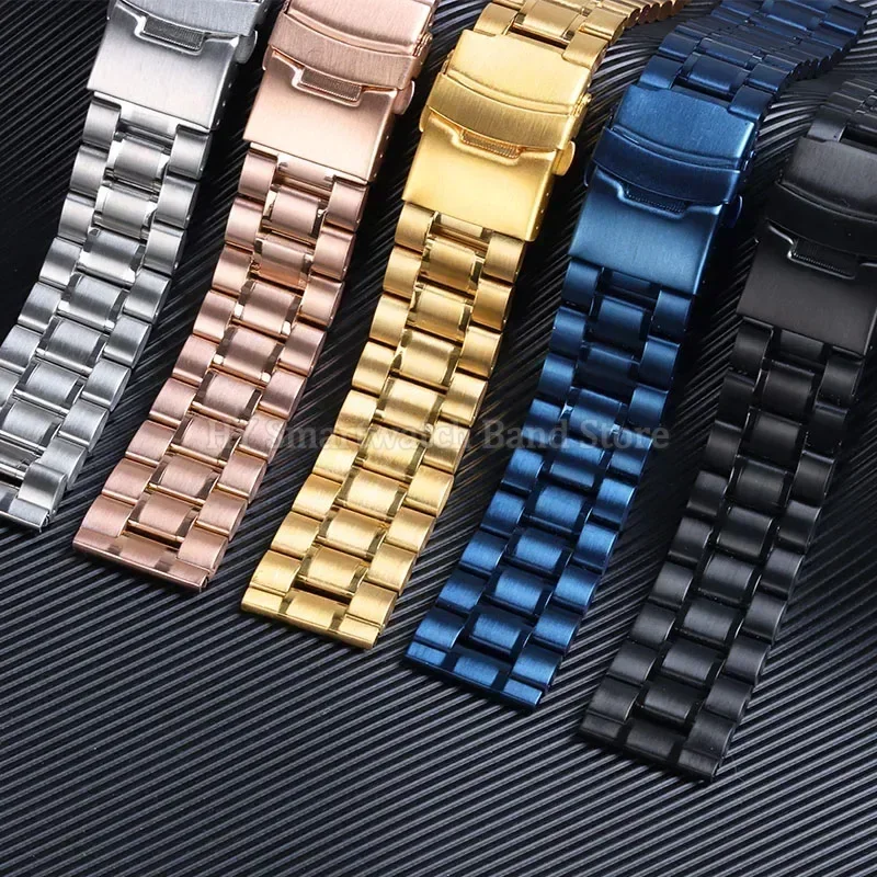 Luxury Stainless Steel Watch Strap with Curved End