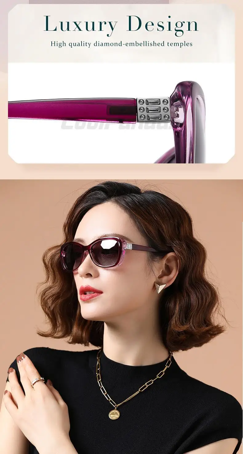 Luxus frauen Sonnenbrille Gradienten Polarisierte Linse Vintage Shades Design Damen Elegante Reise Gläser Lunette De Soleil Femme – Detail 3