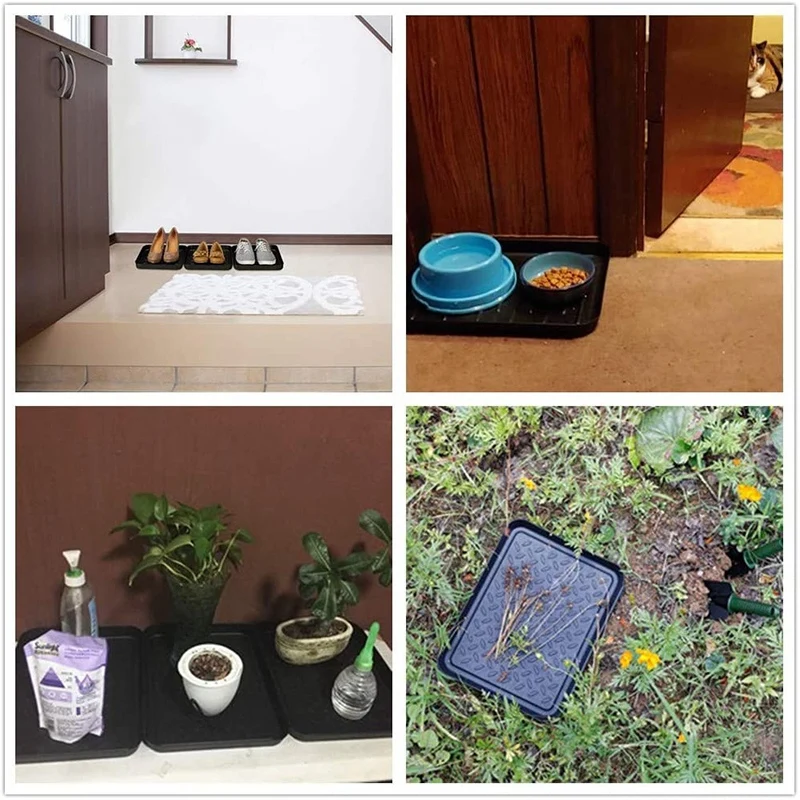 Shoe Mat Trays 3PCS Boot Tray Heavy Duty Storage Tray Dog Bowl or Cat Bowl Mats Trap Mud to Protect Floor 13.7X10.8 Inch
