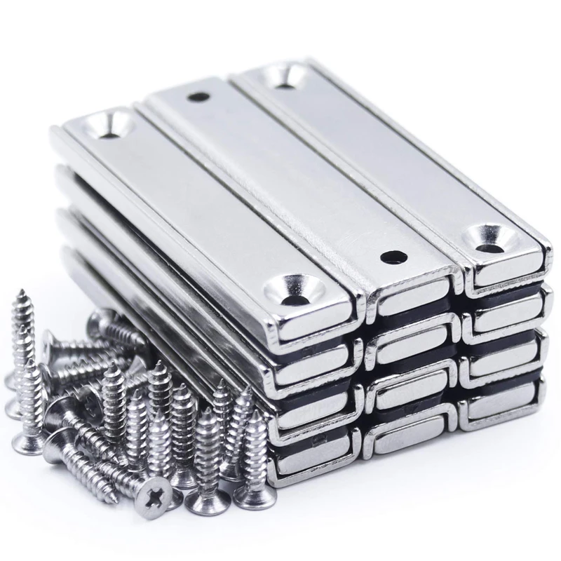 

2PCS L40-L120mm Strong Neodymium Magnet Powerful Magnetic Permanent NdfeB Holder Square Rectangle Pot Magnets with Screws