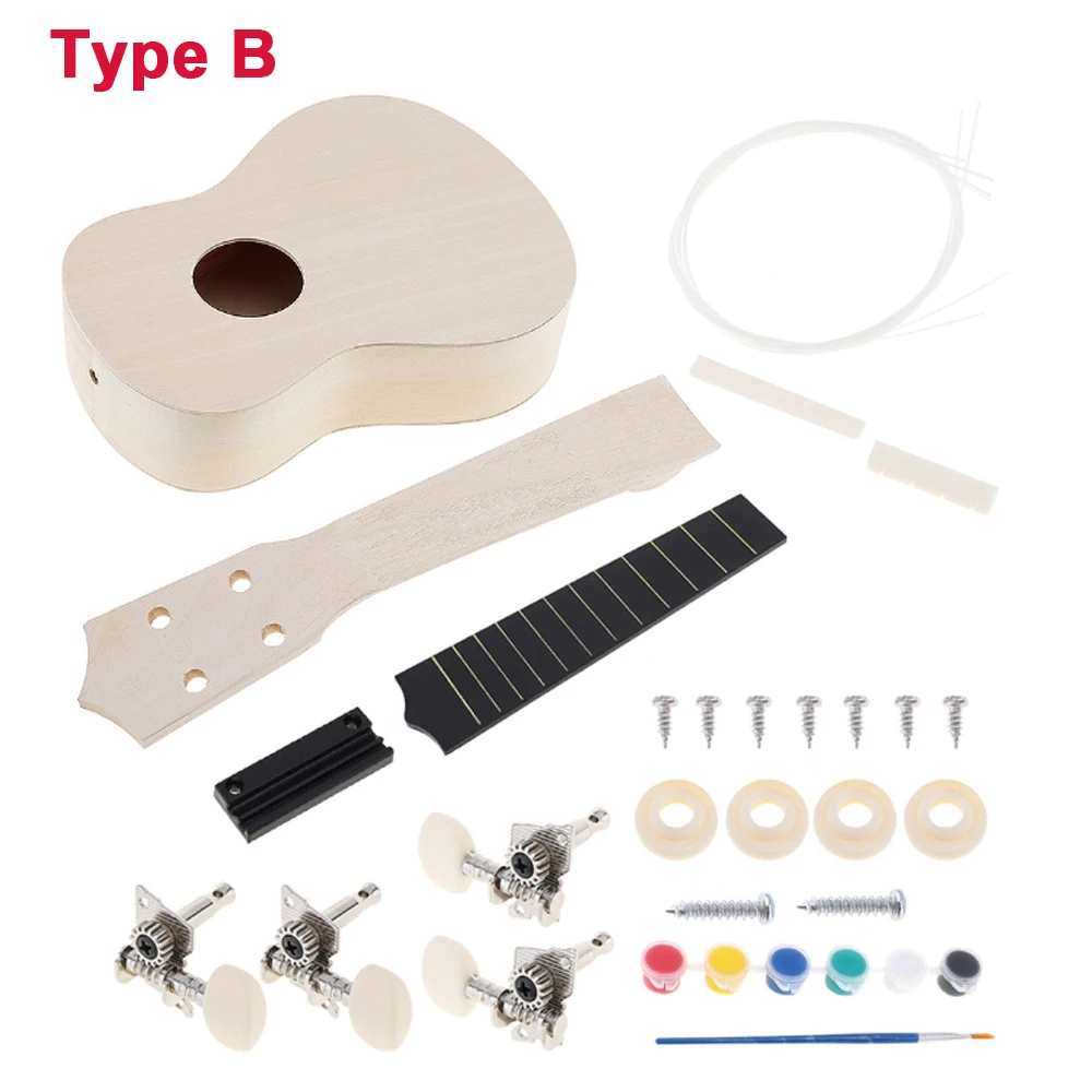 Kit Ukulele DIY 21 Pollici In Legno Di Tiglio - Set Fai Da Te Per Principianti, 4 Corde