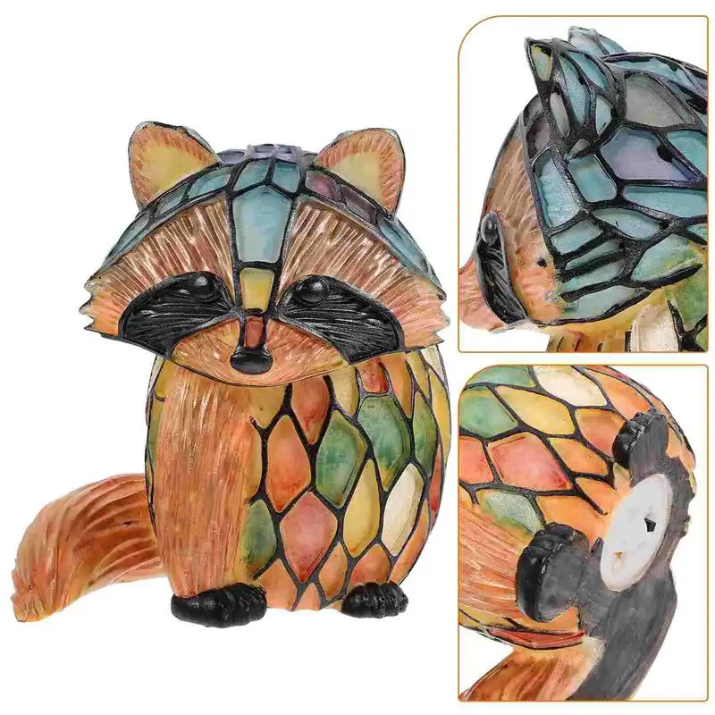 

Raccoon Table Lamp Stained Glass Animal Night Light Retro Desk Lamps Bedside Lamp Night Light Home Nursery Bedside Tabletop Home