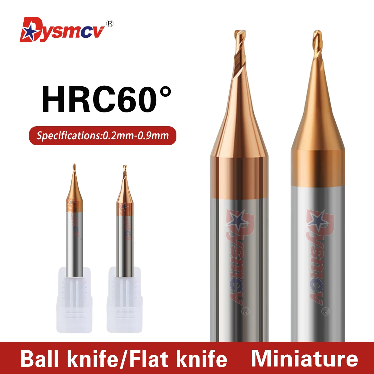1 Stück HRC60 0,5mm 0,6mm 0,7mm 0,8mm 0,9mm Mikro-Schaftfräser mit 2 Schneidkanten für CNC-Drehmaschinen und Bearbeitungszentren
